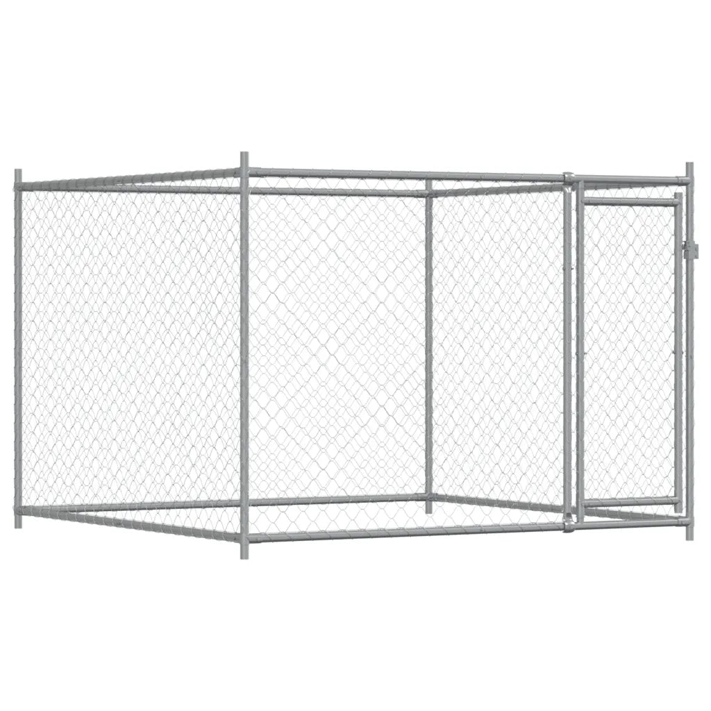 Gabbia per Cani con Porte Grigia 8x2x1,5 m in Acciaio Zincato 3209575