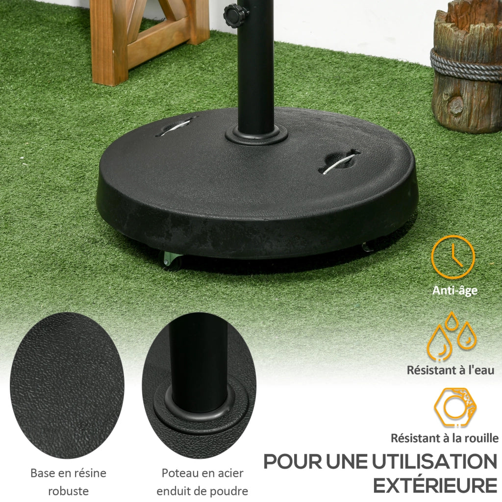 Base per ombrellone rotonda con rotelle e maniglie retrattili in resina intrecciata ¨C zephmum ¨C ? 53x41 cm nero