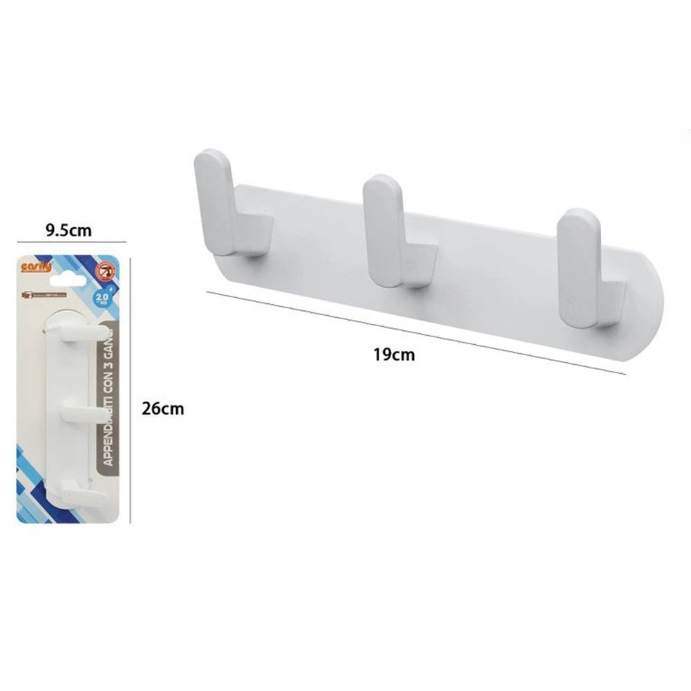 Trade Shop - Appendiabiti Con 3 Ganci Appendino Portasciugamano Da Bagno Casa Cucina Bianco 59742 -
