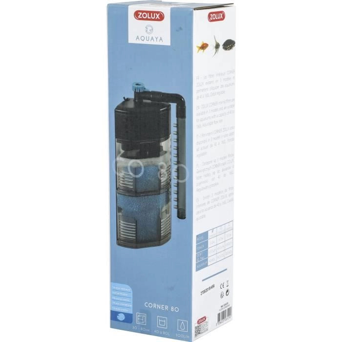 Filtro angolare interno Zolux - Per acquari da 40 a 80 L - Portata 300 L/h - 5W