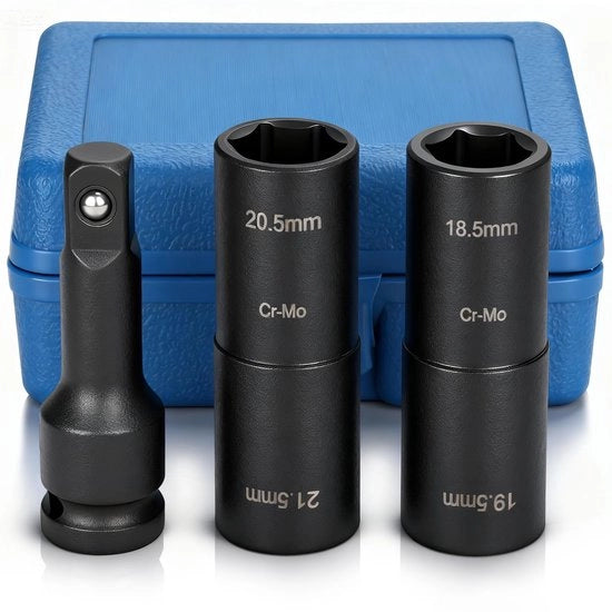 Set di chiavi a mozzo 3 pezzi - 18,5 mm/19,5 mm - Estensione 7,6 cm - Adatto per Ford/Land Rover - Acciaio cromovalvanico - Resistente alla corrosione - Set di chiavi a doppio fine