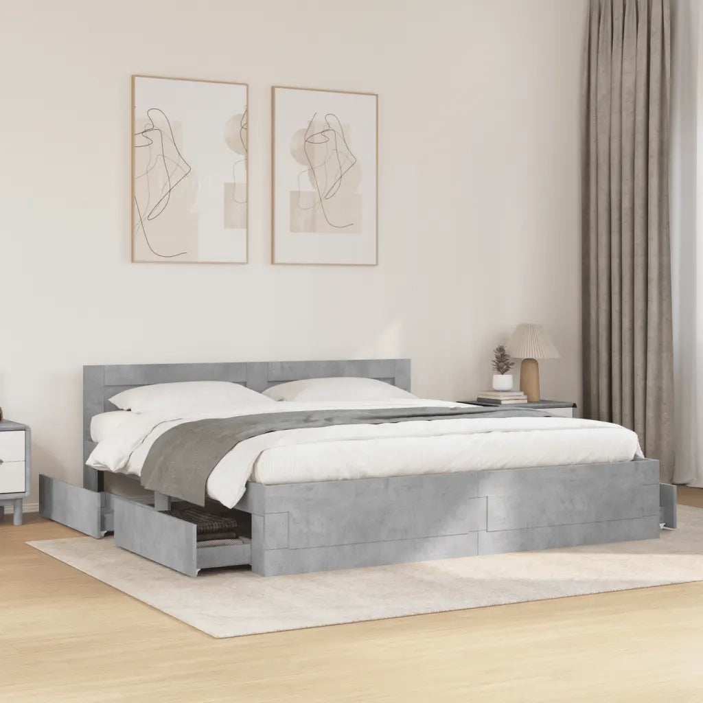 Giroletto Testiera Grigio Cemento 180x200 cm Legno Multistrato 3295544
