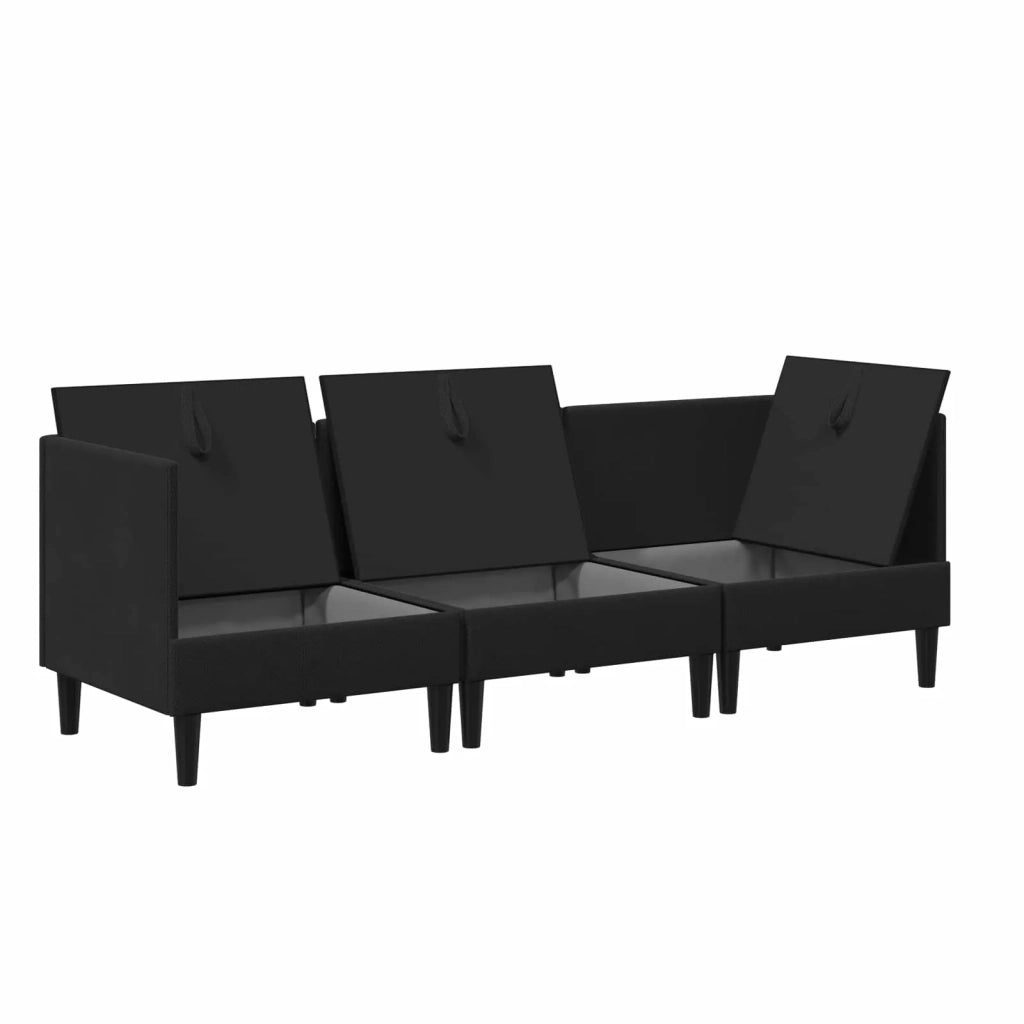 Set di mobili per il soggiorno 3 pcs Nero Tessuto