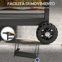 Carrello da Giardino a 2 Ripiani 97.5x65x81 cm con Portabottiglie in Legno di Abete