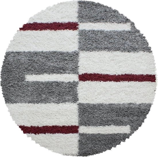 Tappeto Shaggy a Palla 200 cm - Tappeto a Fili - Grigio e Bianco - Molto Sottile per Soggiorno, Camera da Letto e Cucina