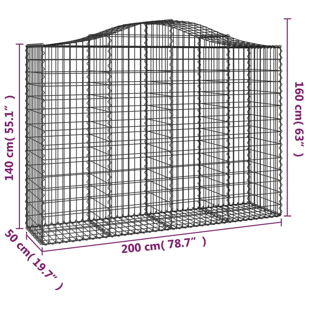 Cesto Gabbione ad Arco 200x50x140/160 cm Ferro Zincato