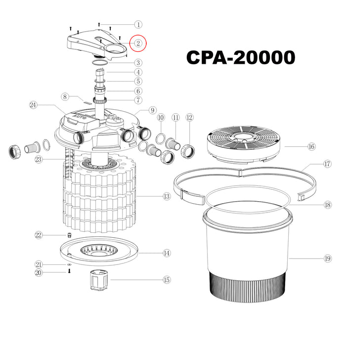 Pezzo di ricambio per filtro a pressione CPA-20000 Unità UVC di collegamento