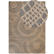 Tappeto da giardino beige e grigio in iuta 160 x 230 cm Rettangolare con motivo geometrico a trama piatta stile boho Camera da letto Soggiorno