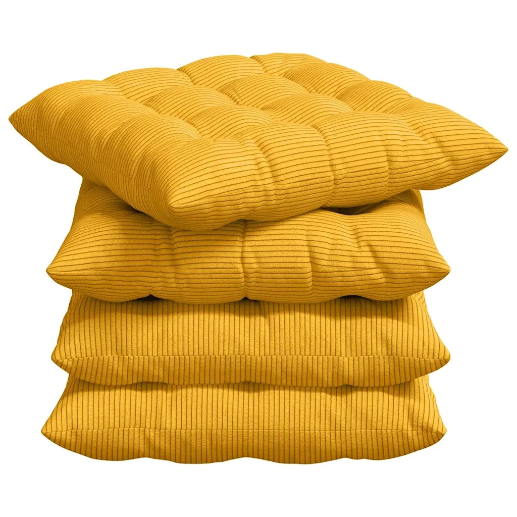 Cuscini per Seduta 4 pz | Cuscini per sedie Giallo Chiaro 40 x 40 x 6 cm