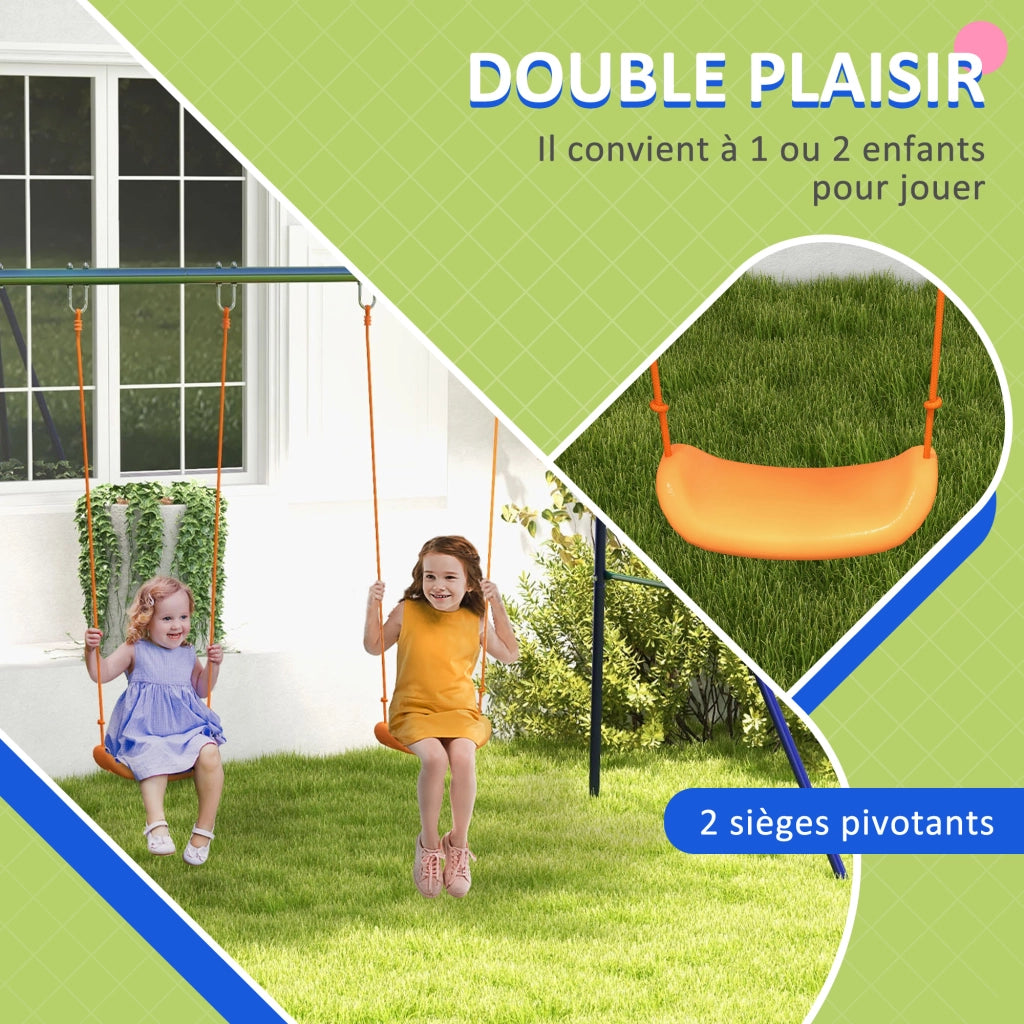 Altalena per bambini con 2 sedute ¨C zephmum ¨C struttura in metallo multicolore