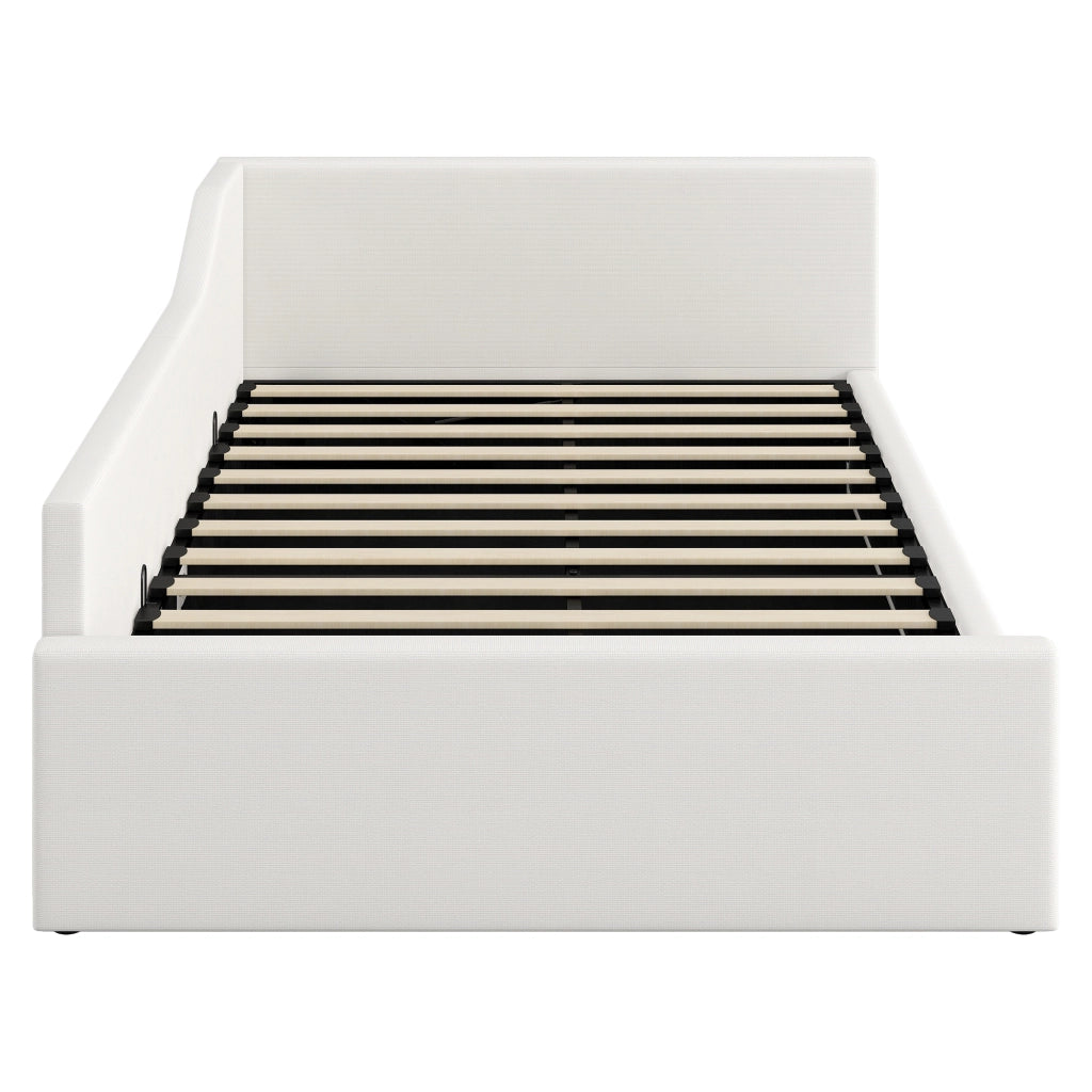 LETTO Divano letto imbottito 140x200 cm Beige con vano contenitore