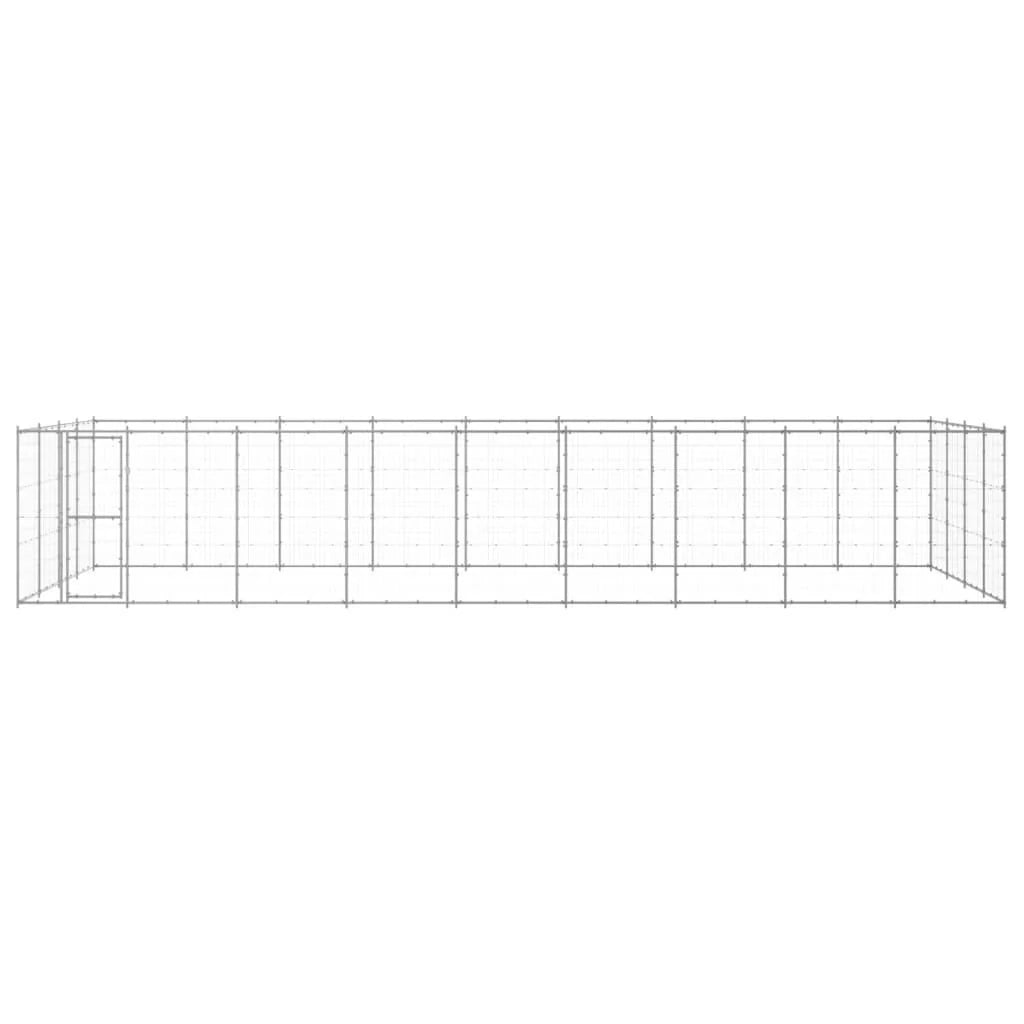 Cuccia da esterno gabbia recinto per animali box esterno per cani in acciaio zincato 43,56 m² 02_0000423