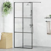 Parete per Doccia Walk-in Vetro Trasparente ESG 90x195 cm Nera cod mxl 39301