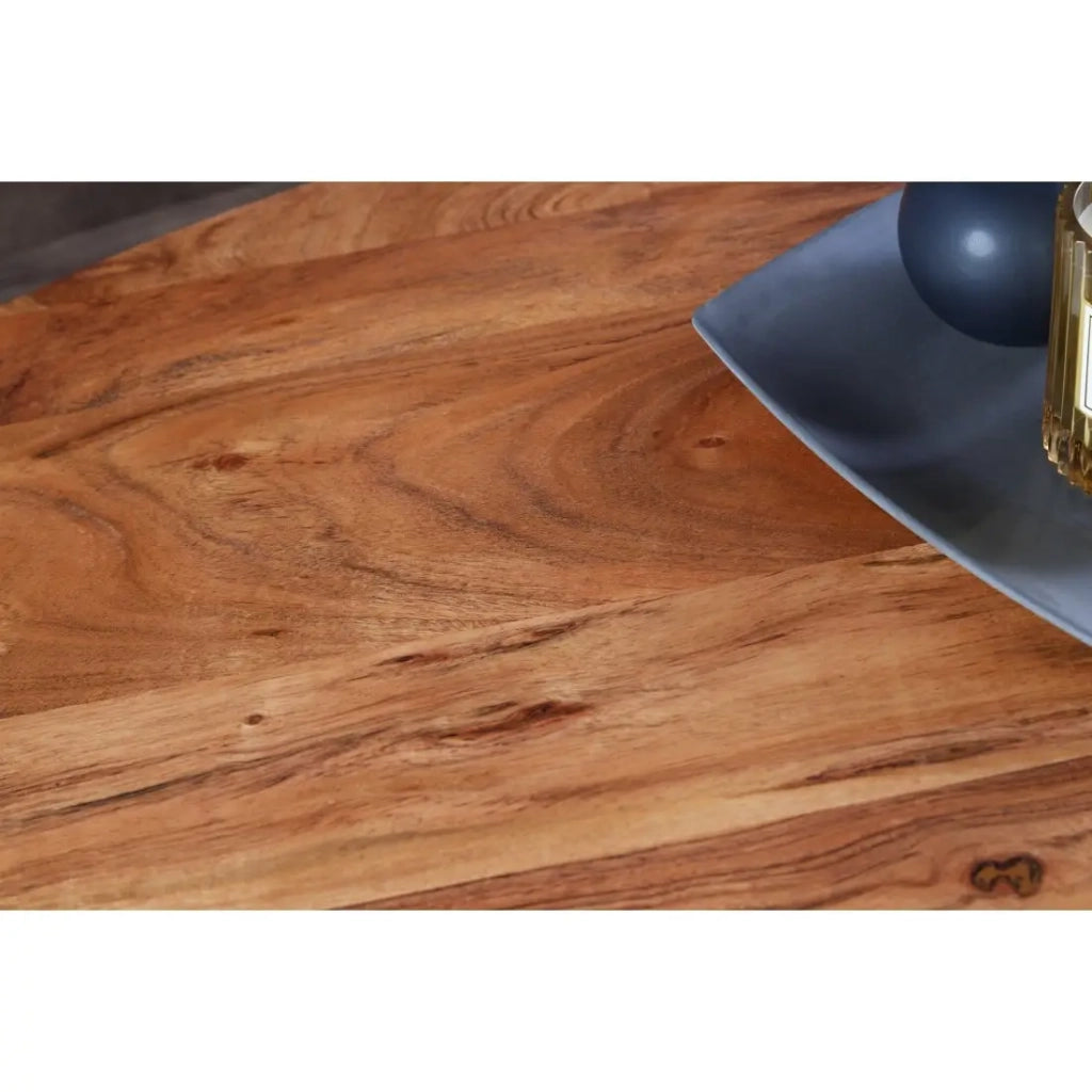 Tavolo da pranzo SILVA – Legno massiccio di acacia e metallo nero – 120 cm – Piano spesso 45 mm – Stile industriale