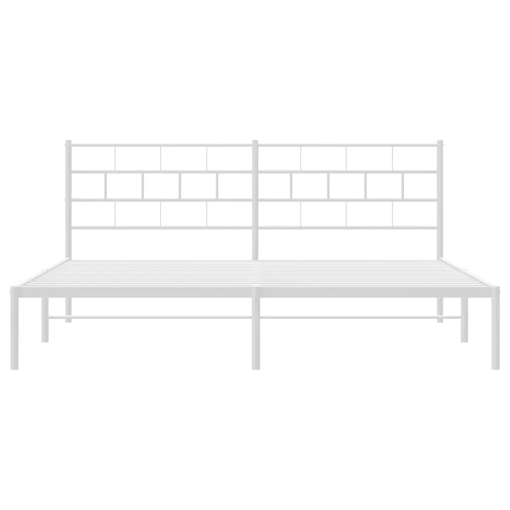 Giroletto con Testiera-Struttura Letto con testiera Metallo Bianco 193x203 cm 625489