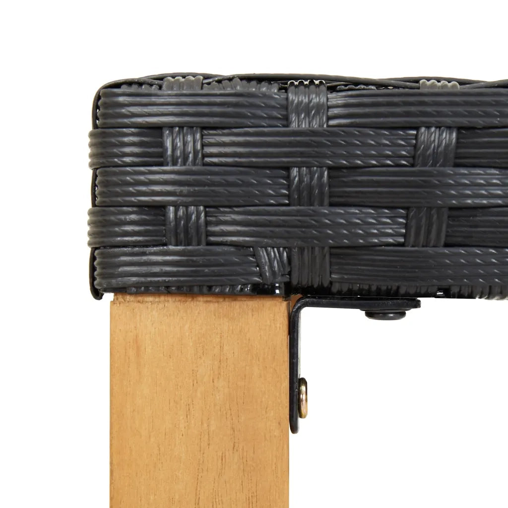 Panchina da Giardino 120 cm Nero Polyrattan e Massello d'Acacia 46488