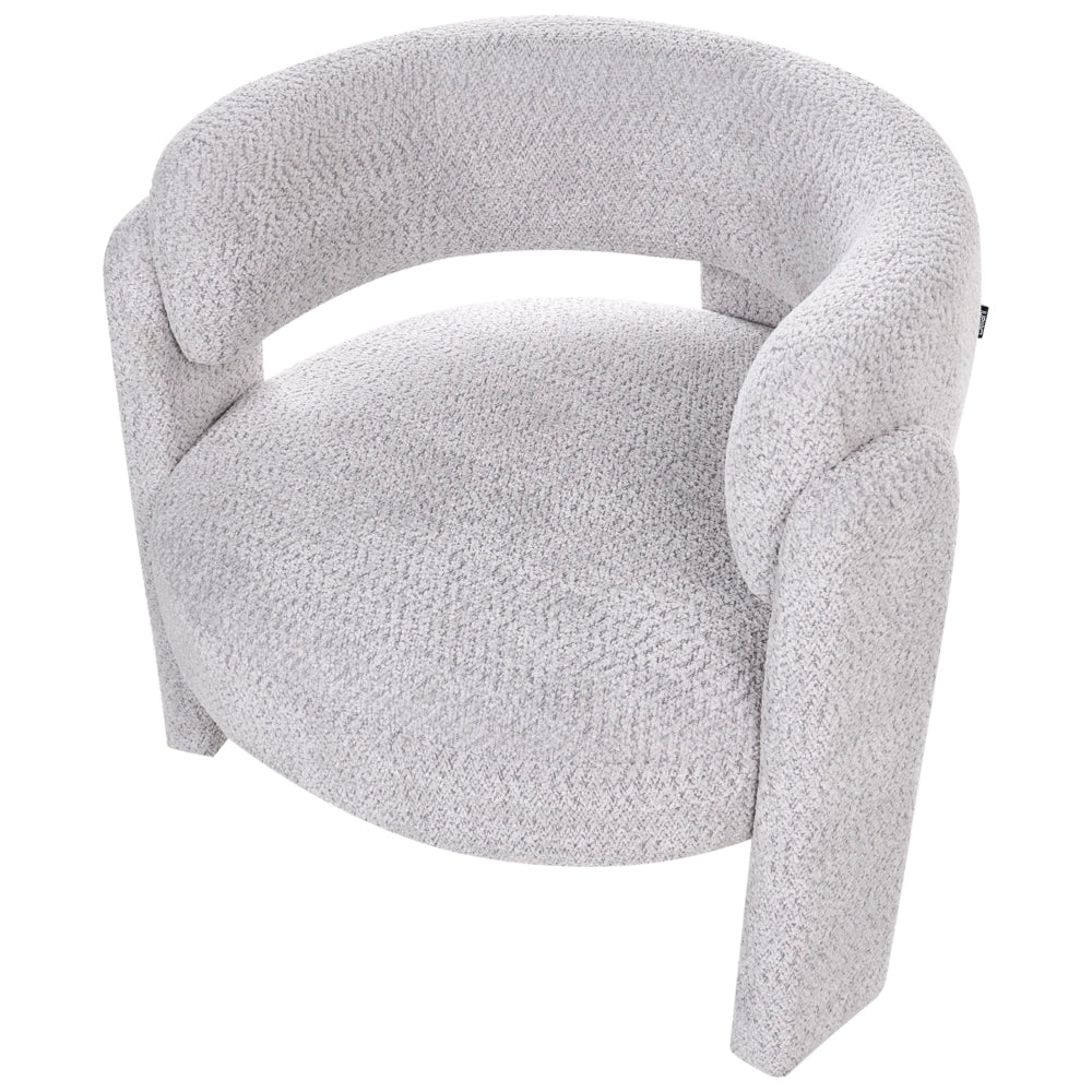 Poltrona imbottita in ciniglia con schienale curvo seduta moderna in stile scandinavo grigio chiaro