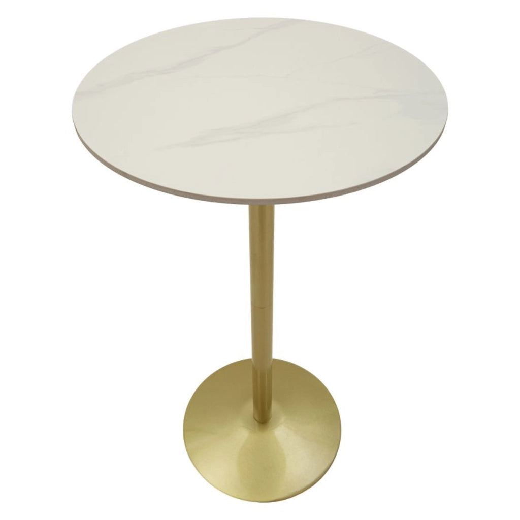 Tavolino bar alto Simply con struttura in metallo oro e piano bianco