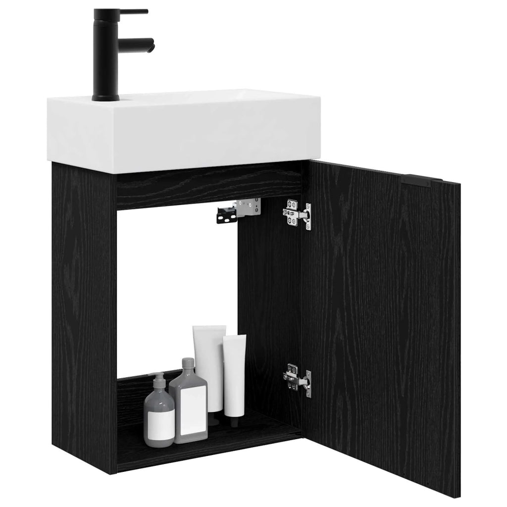 Mobile bagno con rubinetto Rovere Nero 45,5 x 22,5 x 84 cm