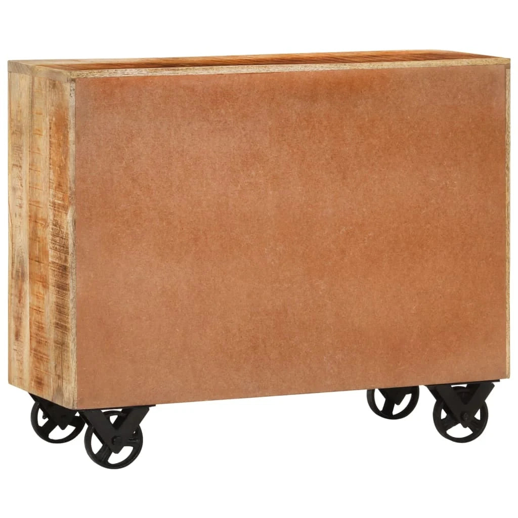 Buffet credenza cassettiera mobiletto mobile contenitore organizer per cucina soggiorno salotto con 3 cassetti 80 x 30 x 65 cm legno massello di mango grezzo marrone 02_0029738