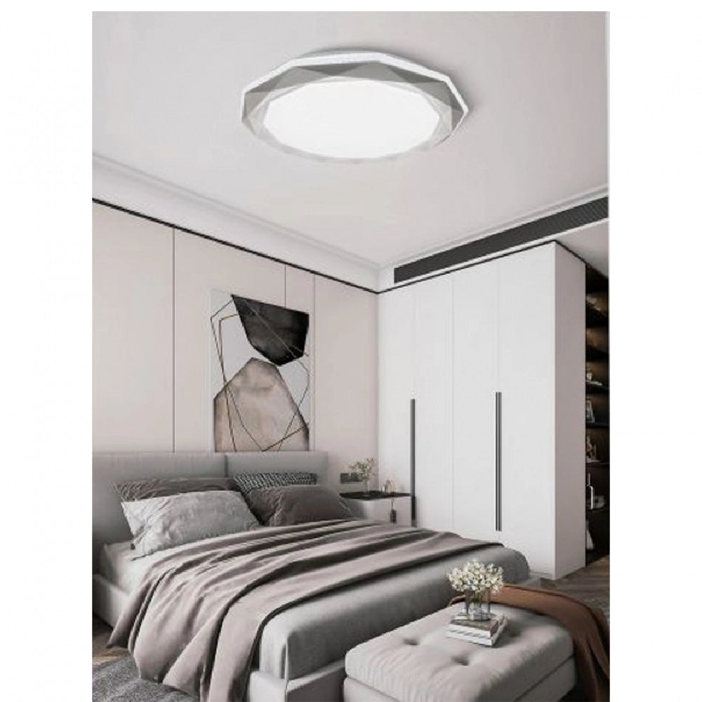 Trade Shop - Plafoniera Led 46w Dimmerabile Con Superfice Sfaccettata Luce 6500k 4000k -