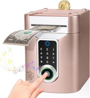 Cassa di Risparmio Elettronica con Schermo Tattile e Rilevamento Veloce delle Impressioni Digitali per Bambini di 3-12 Anni - Roségoud