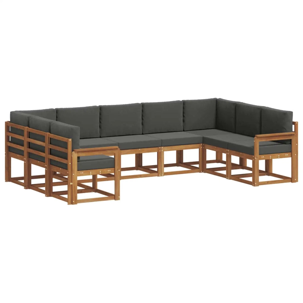 Set di divani da esterno con cuscino 9 pcs Naturale e Antracite 3366975