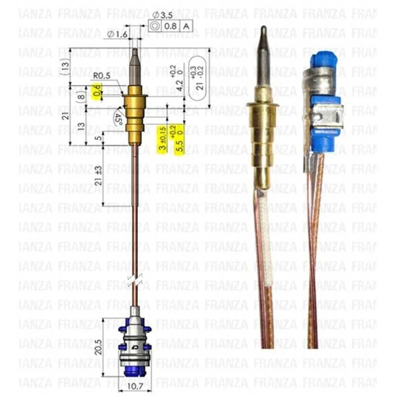 TERMOCOPPIA GAS FUOCHI PIANI COTTURA ELECTROLUX REX Sonda 52cm - Electrolux Rex Aeg Zoppas