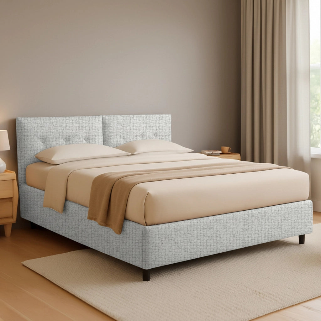 York, Letto Piazza e Mezza Sfoderabile Made in Italy, Grigio Chiaro