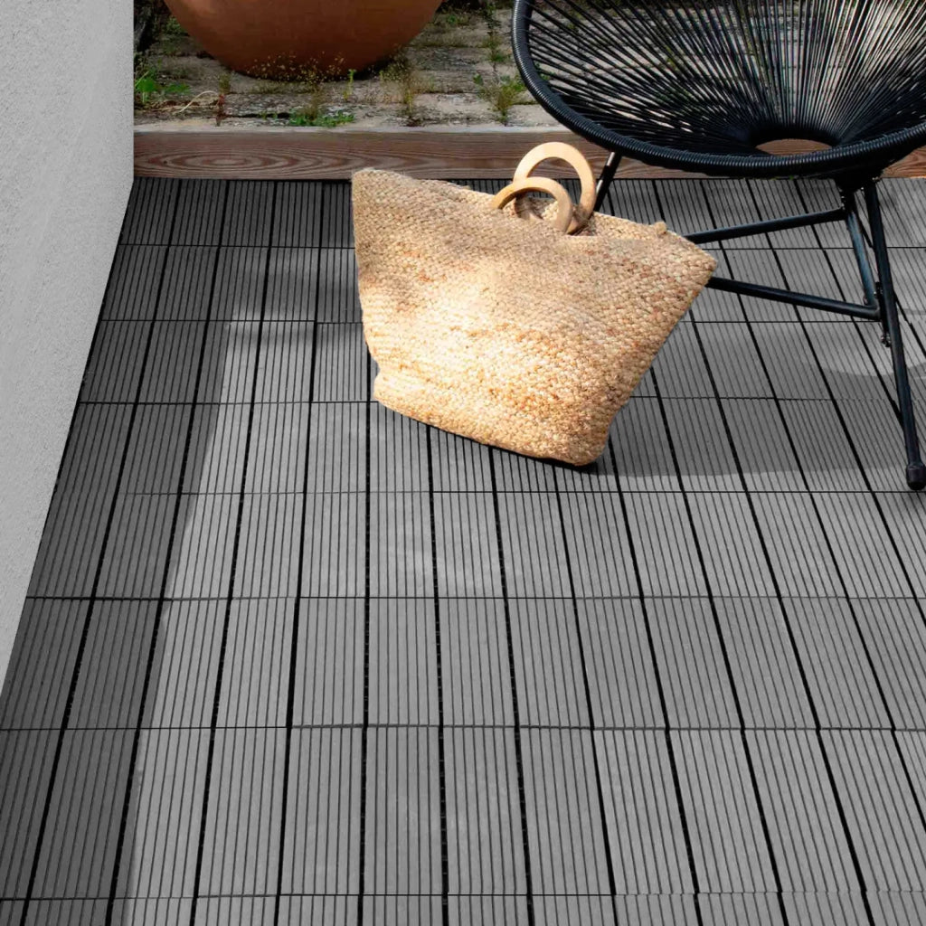 IDMarket - Confezione da 10 piastrelle per decking a clip WODHY, in legno composito, grigio