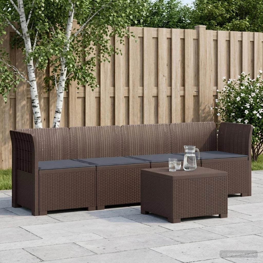 Divano da Giardino a 4 Posti con Cuscini in Stile Rattan PP 3443861