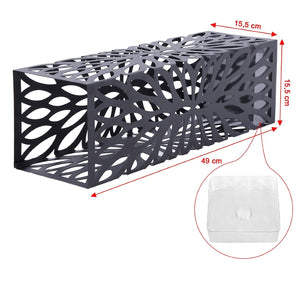 Portaombrelli quadrato in metallo con vassoio e gancio 49 cm nero 3512026