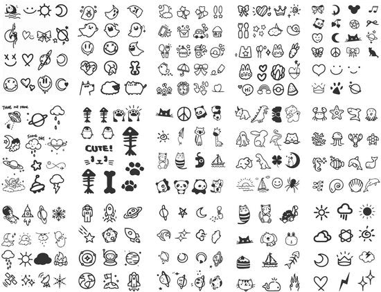 Tatuaggio Temporaneo - Adesivi Tatuaggio Idroresistenti - Set da 60 Adesivi - Sicuri per la Pelle - Disegni Creativi - Facili da Rimuovere