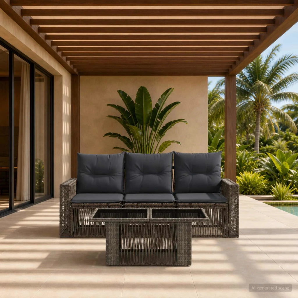 Set Divano da Giardino 4 pz Grigio e Grigio Scuro polyrattan 3436739