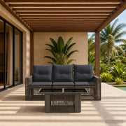 Set Divano da Giardino 4 pz Grigio e Grigio Scuro polyrattan 3436739