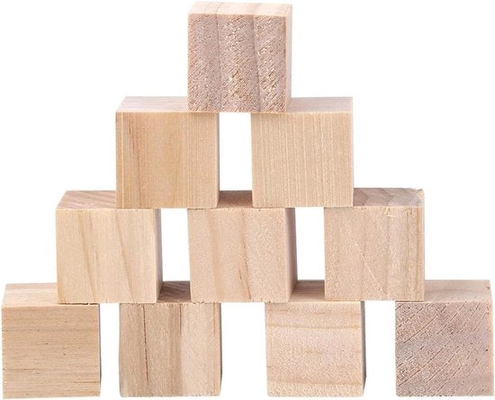 Cubi in Legno Imballato per Progetti di Puzzle e Attività Artigianali (10 mm/50 pezzi, 20 pezzi 25 mm/10 pezzi, 20 mm/20 pezzi)