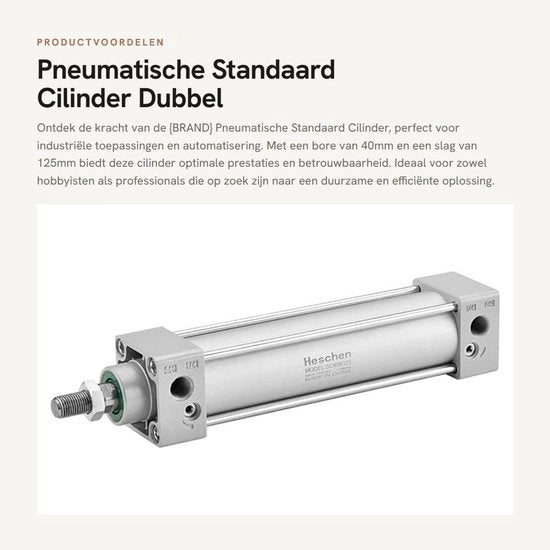 Cilindro pneumatico standard a doppio comando - diametro di 40mm - corsa di 125mm - porta PT1/4 - per uso industriale - adatto a diverse applicazioni