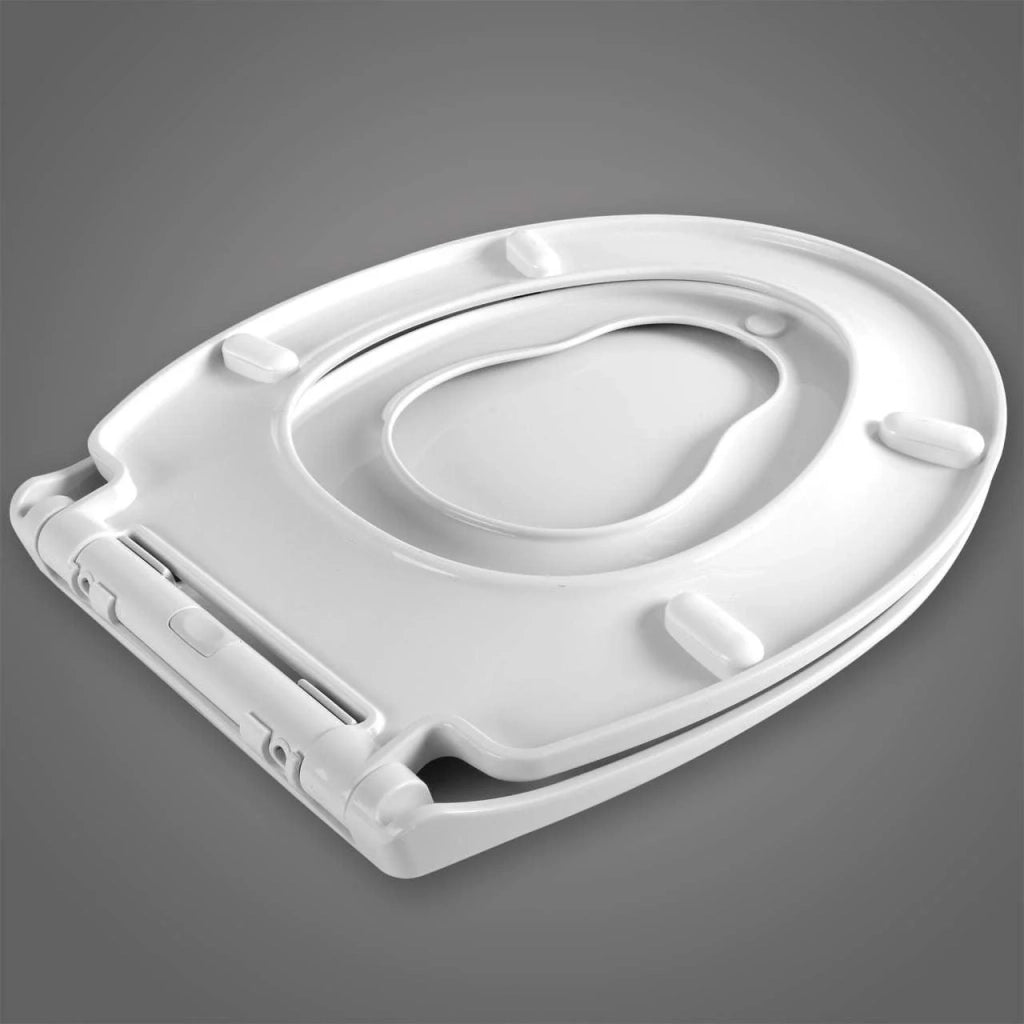 Sedile WC per famiglie con seggiolino per bambini sedile WC in plastica con chiusura automatica bianco 19_0000682