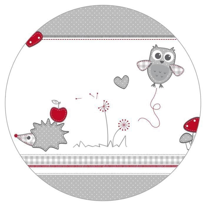 Box per bambini 100x75 cm + Tappetino con stampa di gufi Adam ed Eule + 4 ruote - ROBA - Legno bianco