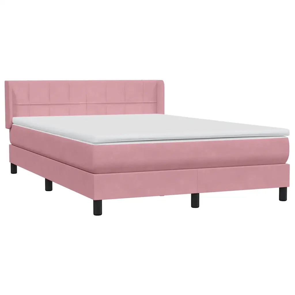 Giroletto a Molle con Materasso Rosa 140x220 cm in Velluto 3318158