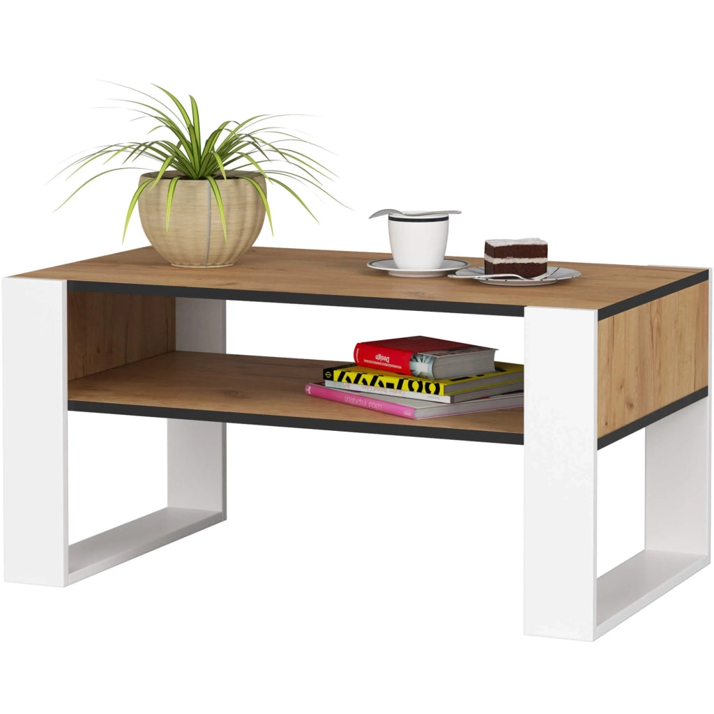 Tavolino da caffè AKORD DOMI Quercia Craft 92 cm Colore Bianco 92x53x45 cm