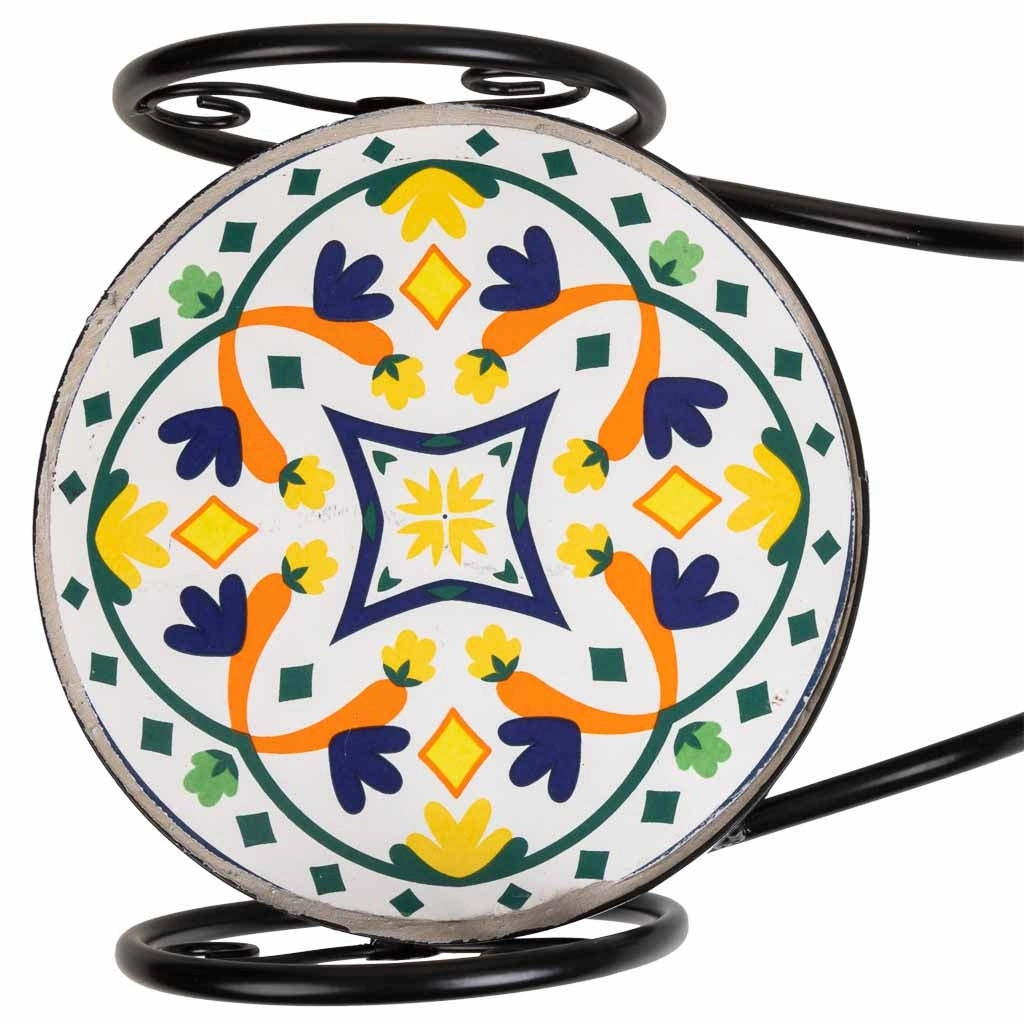 Supporto bici in mosaico Multicolore e ferro battuto 67x26,5x43h
