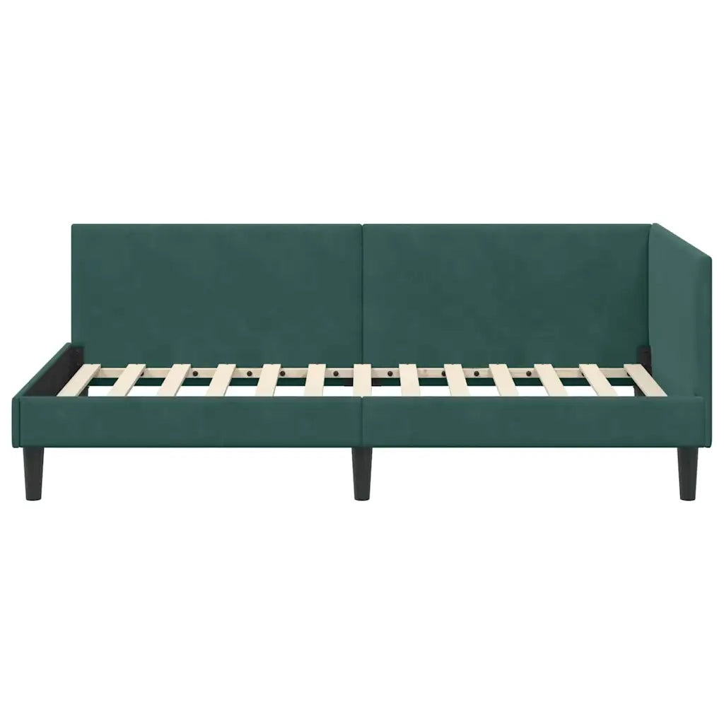 Cornice del letto ad angolo Verde Scuro 100 cm x 200 cm Velluto