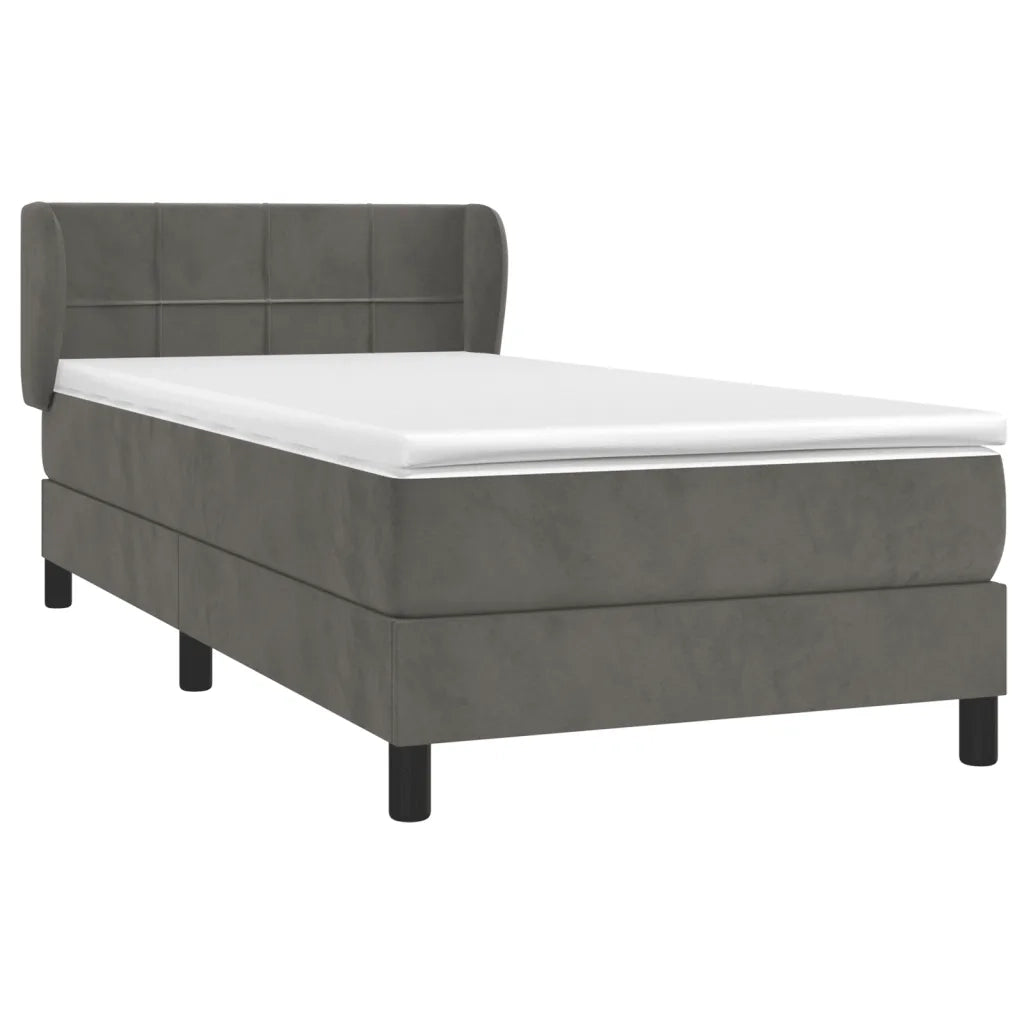 Giroletto a Molle con Materasso Grigio Scuro 100x200 cm Velluto 3127476