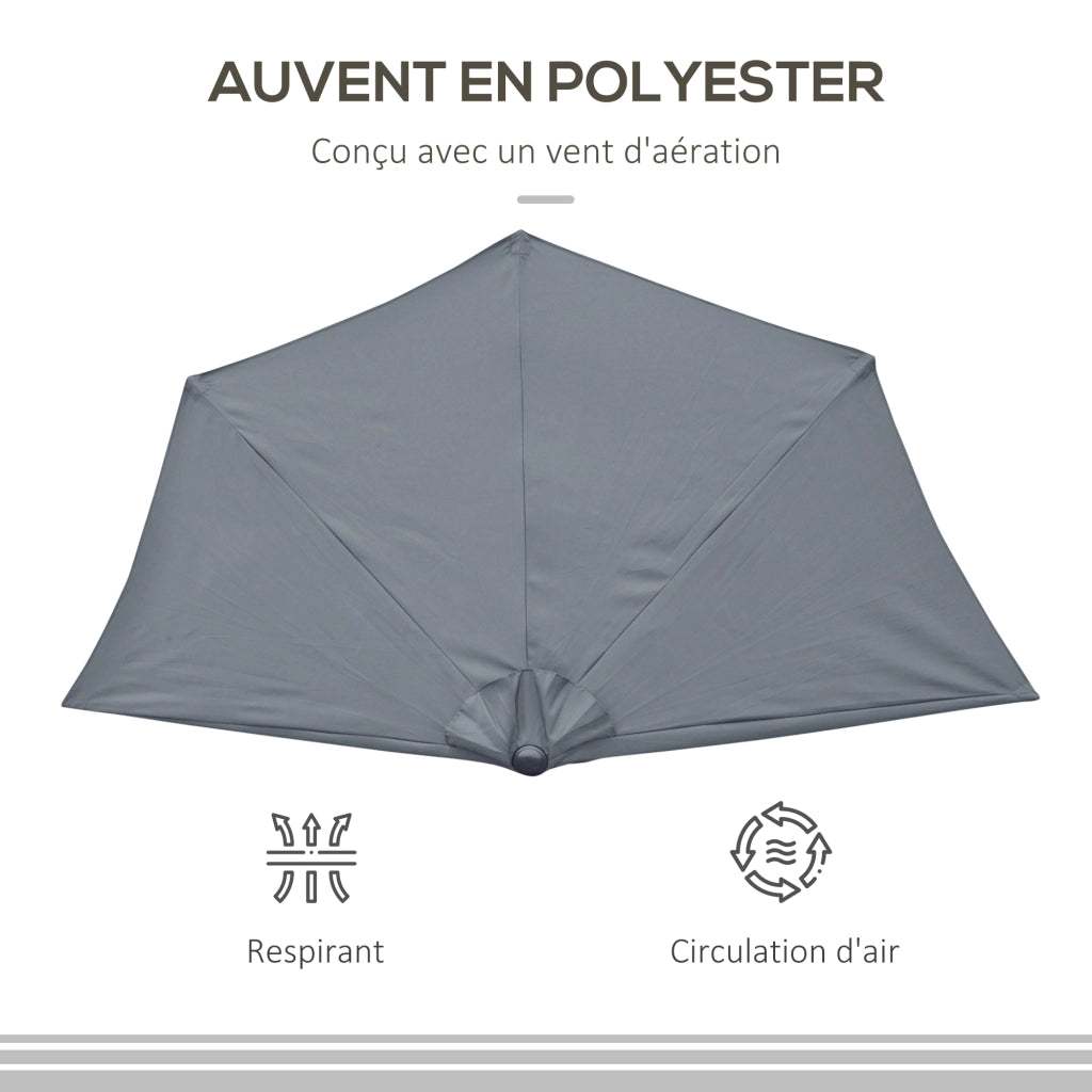 Parasole da balcone pieghevole 5 bracci ¨C zephmum ¨C grigio 270x140 cm