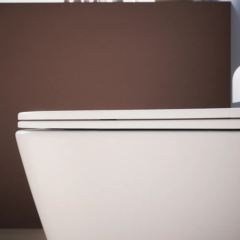 Vaso filomuro rimless in ceramica bianco lucido con sedile soft-close | Kyoto