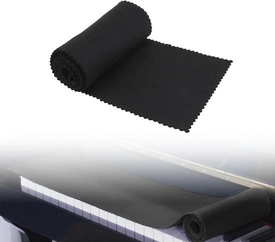 Tappetino di protezione per tasti del pianoforte - Protezione e pulizia - 125 x 15 cm - Nero