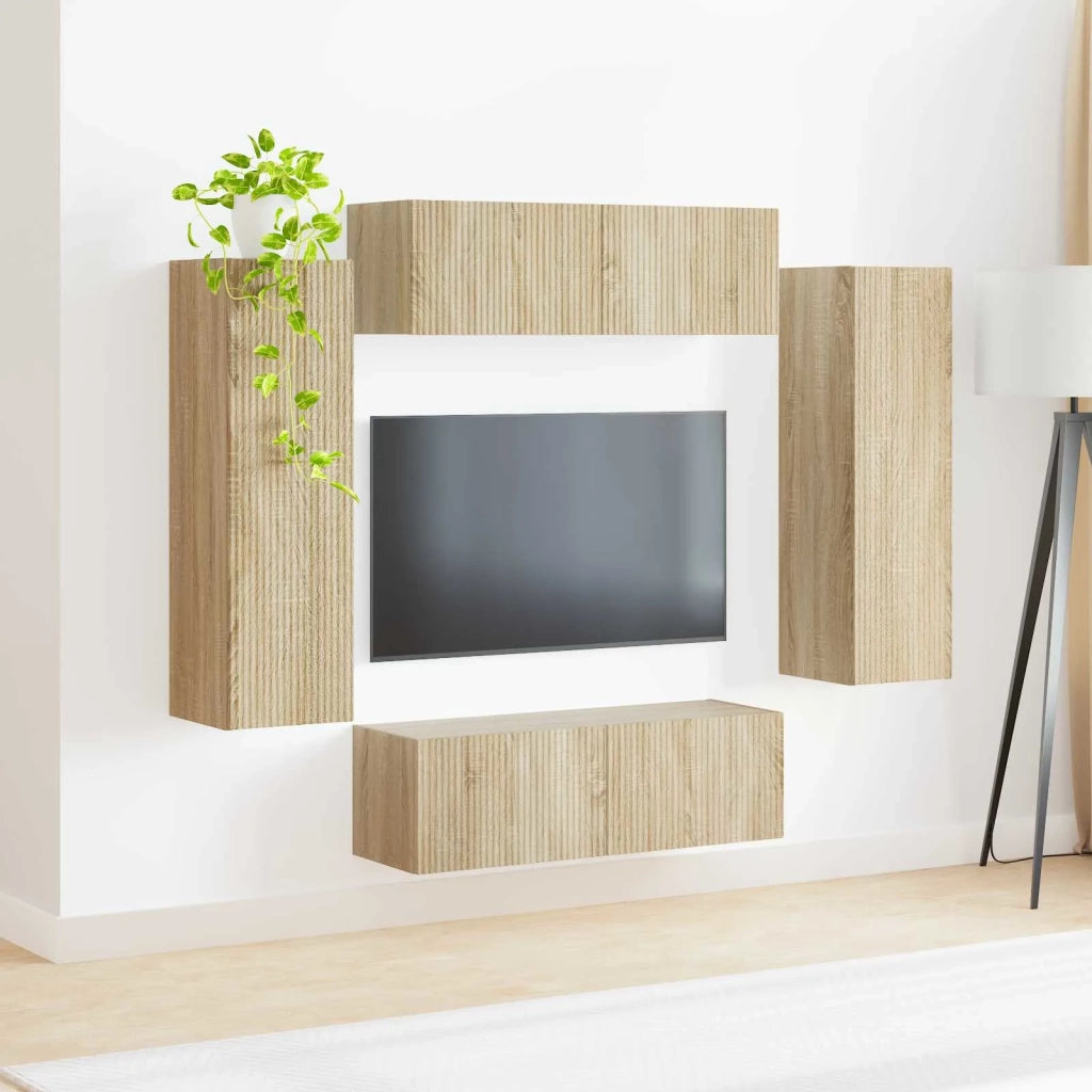 Set di Mobiletto da TV a Parete 4 pcs Rovere Sonoma