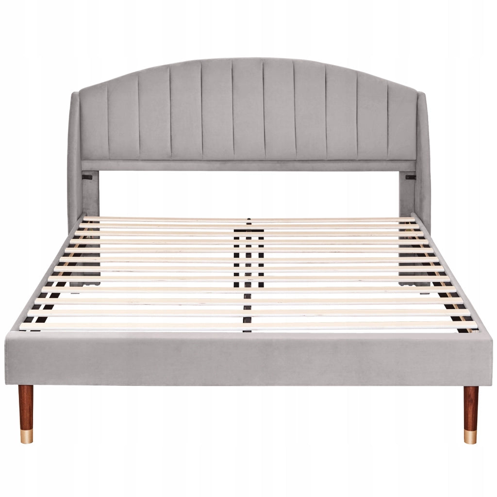 Letto imbottito - Xylo - 160x200 - Grigio velluto