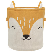 Cesto portaoggetti per bambini in cotone beige e arancione con maniglie per riporre i giocattoli